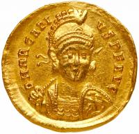 Arcadius, AD 383-408. Gold Solidus (4.42 gr) EF