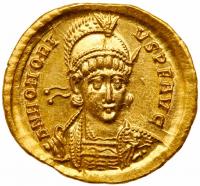 Honorius, AD 393-423. Gold Solidus (4.48 g) Mint State