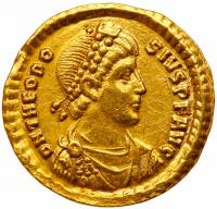 Theodosius I, AD 379-395. Gold Solidus (4.38 g) Sharpness of Almost Unc
