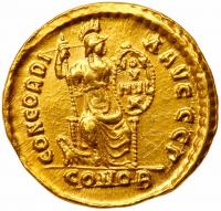 Theodosius I, AD 379-395. Gold Solidus (4.38 g) Sharpness of Almost Unc - 2