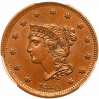 1840 N-7 R3 Large Date PCGS graded MS64 Brown, CAC Approved