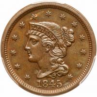 1845 N-11 R3+ PCGS graded MS64 Brown