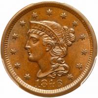 1846 N-9 R2 Small Date PCGS graded MS64 Brown, CAC Approved