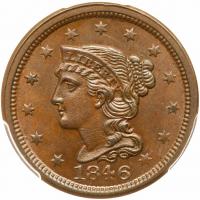 1846 N-17 R4+ Small Date PCGS graded MS64 Brown, CAC Approved