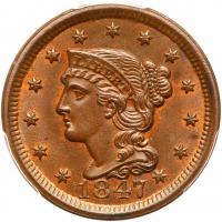 1847 N-21 R1 PCGS graded MS64 Brown