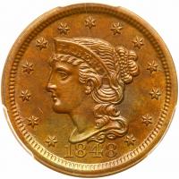 1848 N-3 R2 Repunched Date PCGS graded MS62 Brown