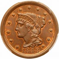 1848 N-9 R1 PCGS graded MS64 Brown, CAC Approved