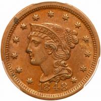 1848 N-10 R3 PCGS graded MS62 Brown