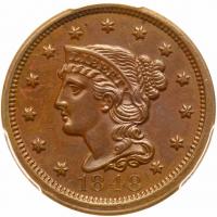 1848 N-11 R5 PCGS graded MS62 Brown