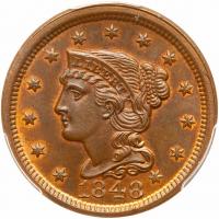 1848 N-21 R4- PCGS graded MS65 Red & Brown, CAC Approved