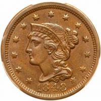 1848 N-23 R3+ PCGS graded MS62 Brown