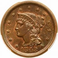 1848 N-28 R1 PCGS graded MS62 Brown