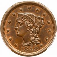 1848 N-31 R2+ PCGS graded MS64+ Brown, CAC Approved