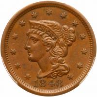 1848 N-39 R5+ PCGS graded MS60 Brown