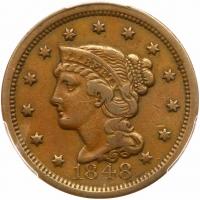 1848 N-42 R5+ PCGS graded VF35, CAC Approved