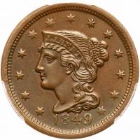 1849 N-14 R3- PCGS graded MS62 Brown