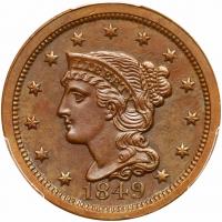 1849 N-29 R2 PCGS graded MS62 Brown