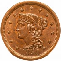 1850 N-7 R2 PCGS graded MS65 Brown, CAC Approved