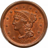 1850 N-21 R2+ PCGS graded MS65 Red & Brown, CAC Approved