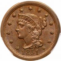 1851/81 N-3 R1 PCGS graded MS64 Brown, CAC Approved