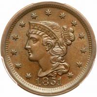 1851 N-4 R1 Repunched 1's PCGS graded MS64 Brown