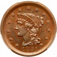 1851 N-5 R2+ PCGS graded MS62 Brown, CAC Approved