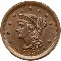 1851 N-45 R4+ PCGS graded MS62 Brown, CAC Approved