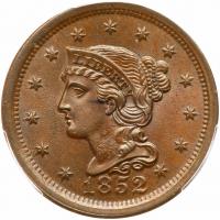 1852 N-4 R1 PCGS graded MS64 Brown, CAC Approved