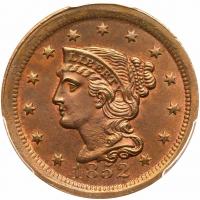 1852 N-8 R2 PCGS graded MS64 Brown