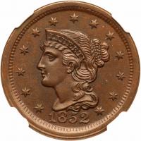 1852 N-16 R1 NGC graded MS64 Brown