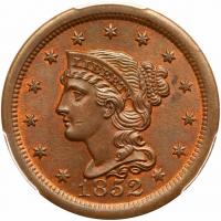 1852 N-21 R4 PCGS graded MS63 Brown, CAC Approved