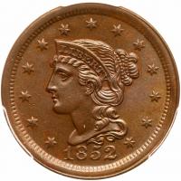 1852 N-23 R5+ PCGS graded MS64 Brown, CAC Approved