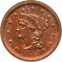 1853 N-11 R2- NGC graded MS63 Red & Brown