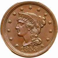 1853 N-18 R1 PCGS graded MS64 Brown, CAC Approved