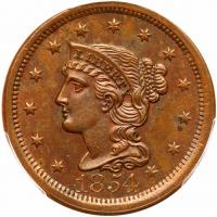 1854 N-6 R1 PCGS graded MS63 Brown