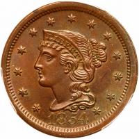 1854 N-6 R1 PCGS graded MS64 Brown, CAC Approved - 2
