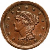 1854 N-10 R2+ PCGS graded MS64 Brown