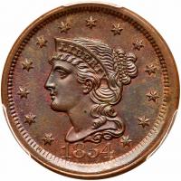 1854 N-11 R2 PCGS graded MS64 Brown