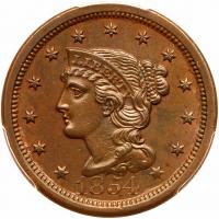 1854 N-18 R3 PCGS graded MS64 Brown