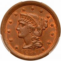 1854 N-21 R2 Repunched 185 PCGS graded MS65 Brown