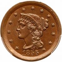 1855 N-6 R3 Upright 55 PCGS graded MS62 Brown