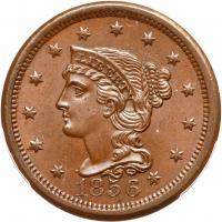 1856 N-6 R1 Upright 5 PCGS graded MS64 Brown