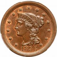 1856 N-7 R2 Upright 5 PCGS graded MS64 Brown