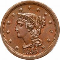 1856 N-19 R2 Italic 5 PCGS graded MS64 Brown, CAC Approved