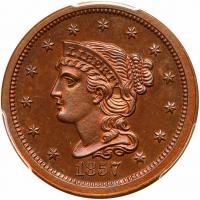 1857 N-3 R3 Small Date Proof-Only PCGS graded PR65 Brown, CAC Approved