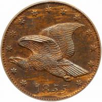 1855 Cent Pattern Judd-168 Original R4 PCGS graded PR64 Red & Brown, CAC Approved