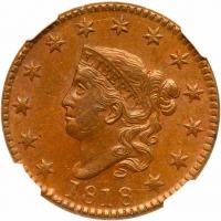 1818 N-7 R1 NGC graded MS63 Brown