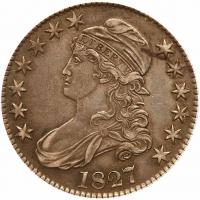 1827 Bust 50C. Sq Base 2 ANACS AU55