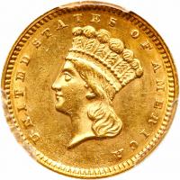 1862 $1 Gold Indian PCGS MS62