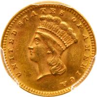 1874 $1 Gold Indian PCGS MS62